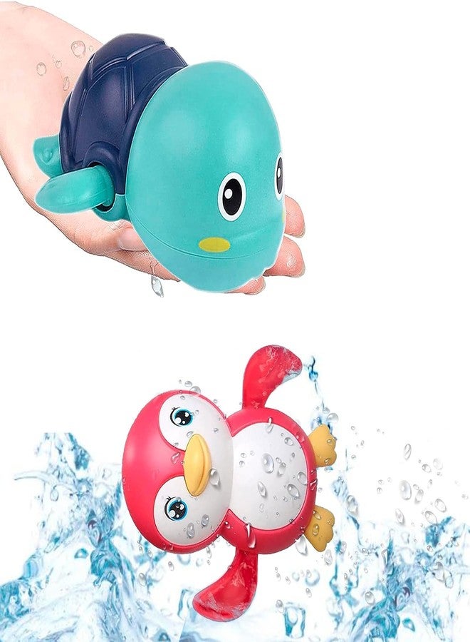 GoldiMec Swimming Turtle & Penguin for Toddlers / Babies Pack of 2 Bath tub Toy Windup Toys Key Operated Toys Cutte Floating Bathing Toys (Multicolor) (Turtle and penguine) - Image 5